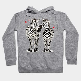 Valentine Cartoon Zebra Couple Hoodie